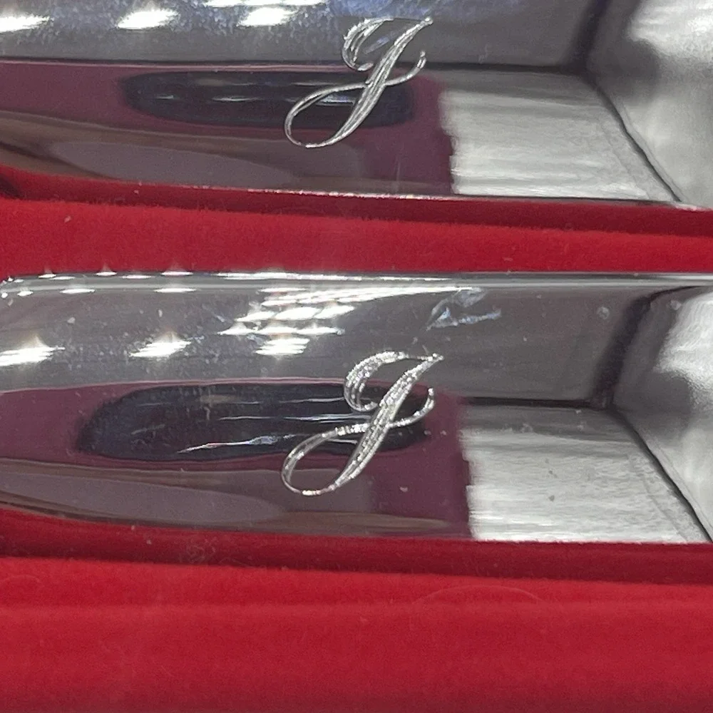 Vintage 60's 70's Carvel Hall Towle 2‎ Pc Carving Set + Steak Knives Inscribed J